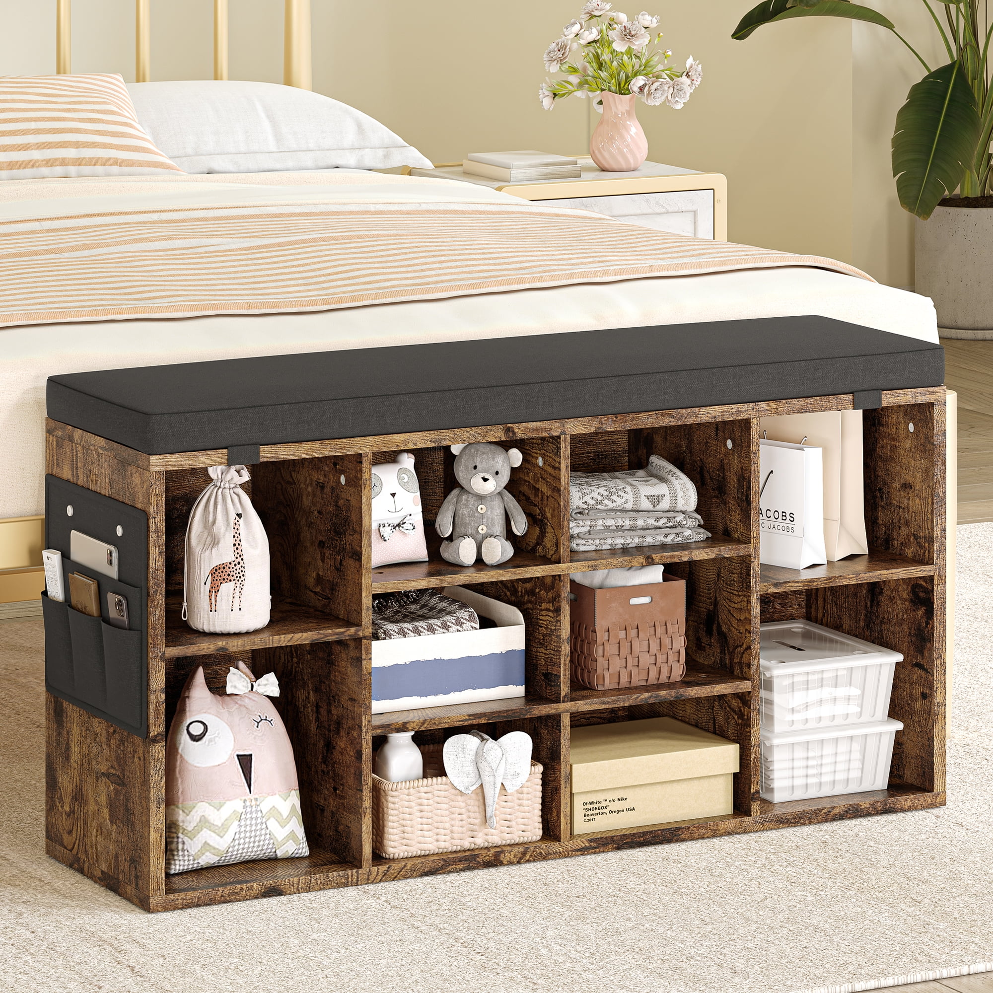 Hupicker 41 Inches Shoe Storage Bench Cubby Organizer for Entryway ...