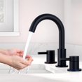 thumbnail image 1 of Hupicker 8 Inch 2 Handle Brushed Nickel Widespread Bathroom Faucets for Sink 3 Hole, Faucet for Bathroom Sink with Pop Up Drain and cUPC Lead-Free Faucet Supply Hose - Matte Black, 1 of 3