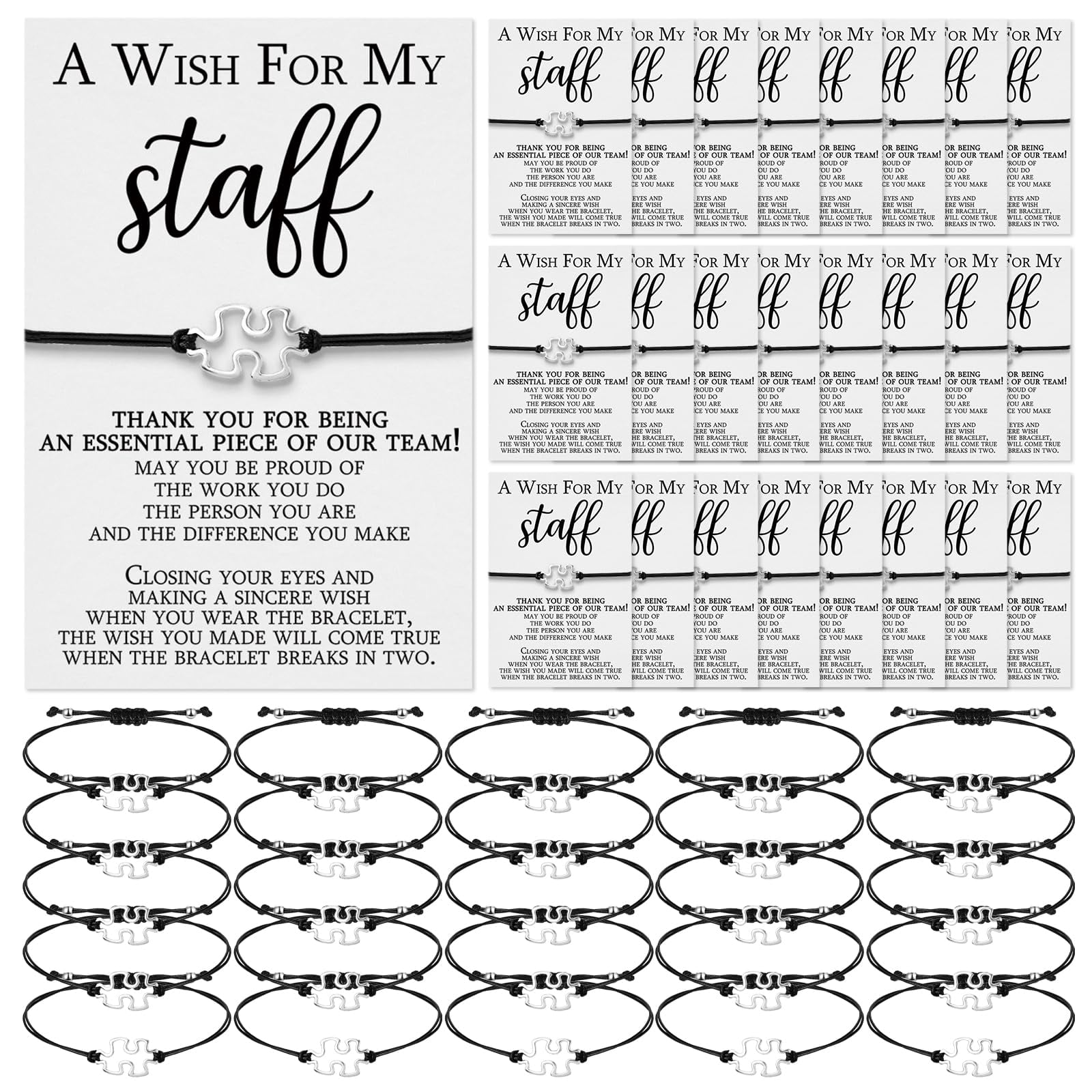 Thank You Puzzle Piece Plaque - Desk Decor Appreciation Gift For Employees, Coworkers, Team