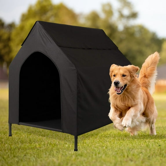 Huracan 43" Large Dog House for Outdoor Indoor,Weatherproof PVC Dog House for Dog,Black