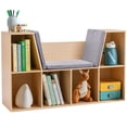 thumbnail image 1 of Huracan 6-Cubby Kids Bookcase with Reading Nook and Cushion, Multi-Purpose Storage Organizer for Bedroom, Living Room, Natural, 1 of 5