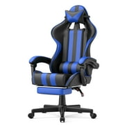 Huracan Gaming Chair for Adults High Back Gaming Chair with Footrest & Massage Lumbar Pillow Adjustable Height Office Chair with Headrest, Ergonomic Swivel Game