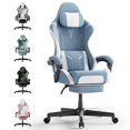 thumbnail image 1 of Huracan Gaming Chair with Footrest, Ergonomic Cloth Fabric Computer Chair, High Back Office Game Chair with Massage Support and Synchronized Linkage Armrests for Adult Gamer,Blue, 1 of 8