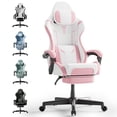 thumbnail image 1 of Huracan Gaming Chair with Footrest, Ergonomic Cloth Fabric Computer Chair, High Back Office Game Chair with Massage Support and Synchronized Linkage Armrests for Adult Gamer,Pink, 1 of 8