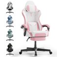 thumbnail image 1 of Huracan Gaming Chair with Footrest, Ergonomic PU Leather Computer Chair, High Back Office Game Chair with Massage Support and Synchronized Linkage Armrests for Adult Gamer,Pink, 1 of 8