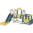 thumbnail image 1 of Huracan Kids Swing-N-Slide with Bus Play Structure, Freestanding Bus Toy with Slide&Swing for Toddlers, Bus Slide Set with Basketball Hoop, 1 of 9