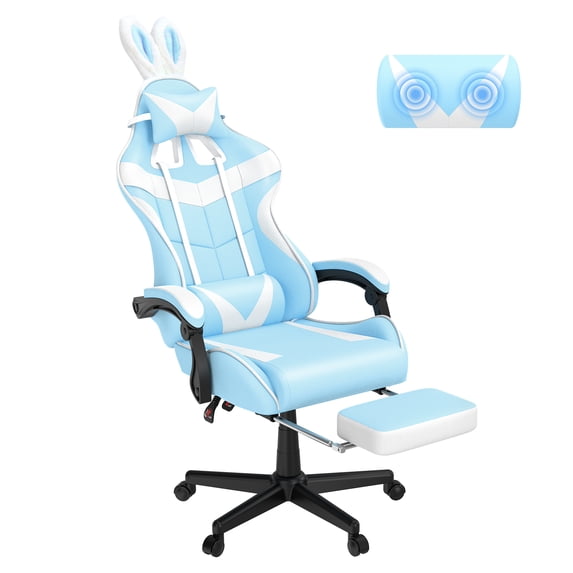 Huracan PU Leather Gaming Chair with Footrest & Lumbar, Adjustable Armrests/Headrest Computer Gamer Chair for Adults, Office/Game/Home,Light Bule