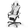 thumbnail image 1 of Huracan White Gaming Chair for Adult Office Chair with Footrest Headrest&Massage Lumbar Support High Back Gamer Chair Ergonomic Video Gaming Chair for Office Home,White, 1 of 9