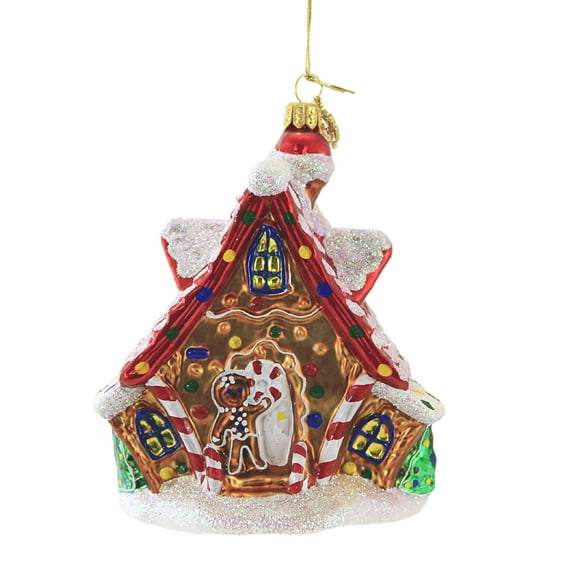 Huras Family Gingerbread House - 1 Glass Ornament 5.75 Inch, Glass - Ornament Gumdrop Candy Cane S413