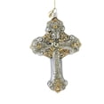 thumbnail image 1 of Huras Family Silver Gold Ornate Cross - 1 Glass Ornament 6.25 Inch, Glass - Ornament Religious Blessing C726, 1 of 3