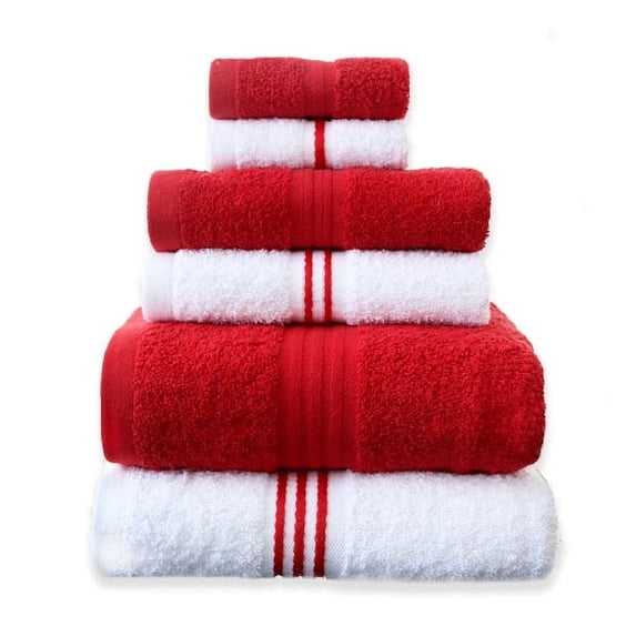 HURBANE HOME Adjustable Red Bath Towel Combo Set - 100% 6pc Cotton