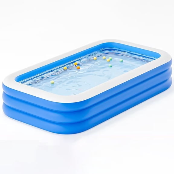 Hurber 113'' Inflatable Swimming Pool, Large Kids Outdoor Pools with Wireless Pump, Blue