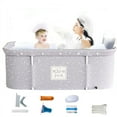 thumbnail image 1 of Hurber 47in Large Foldable Bath Tub, Adult Kid Portable Bathtub Freestanding Soaking Tub, Thickened Insulation, Grey, 1 of 6