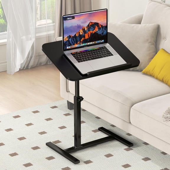 Hurber Adjustable Height Laptop Desk, Multipurpose Side Table, Modern Mobile Table for Living Room, Bedroom, Office, Black
