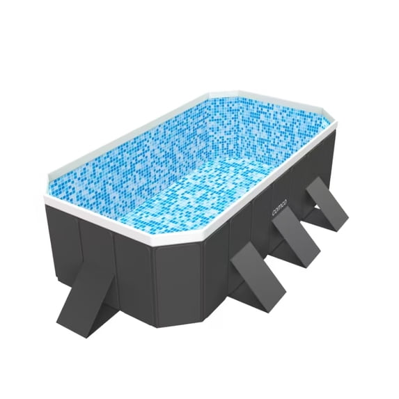 Deep Non Inflatable Pool Hurber Foldable Swimming Pool, Large Non-inflatable Adults Kids Outdoor ...