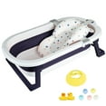 thumbnail image 1 of Hurber Folding Baby Bathtub, Infant Bath Tub with Anti Slip Pad, Boys, Blue w/Floating Pad, 1 of 10