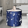 thumbnail image 1 of Hurber Folding Bathtub Portable Shower Bath Tub, for Adults or Kids Efficiently Maintaining Temperature Soaking Tub, Blue, Starry Pattern, 1 of 9