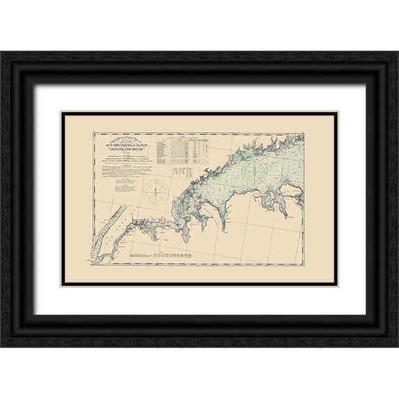 Hurd 14x10 Black Ornate Wood Framed with Double Matting Museum Art Print Titled - Long Island Sound, New York to Norwalk - Hurd 1893