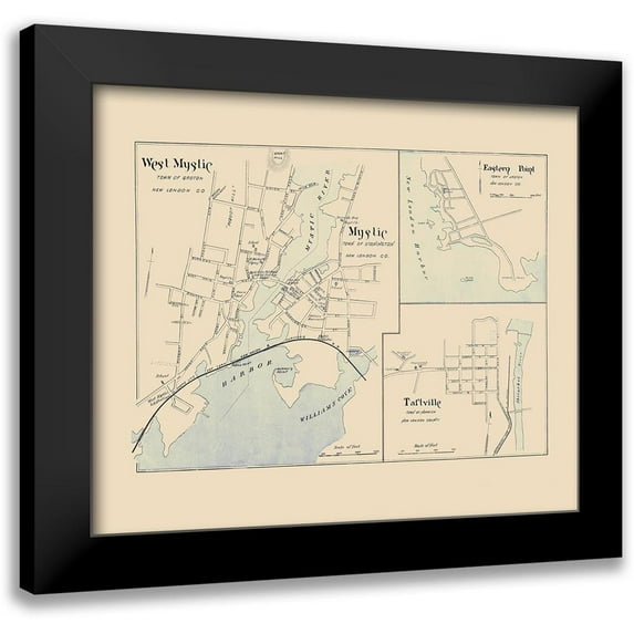 Hurd 17x15 Black Modern Framed Museum Art Print Titled - West Mystic Connecticut - Hurd 1893