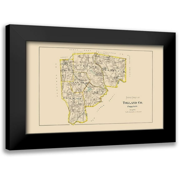 Hurd 24x16 Black Modern Framed Museum Art Print Titled - Tolland South Connecticut - Hurd 1893
