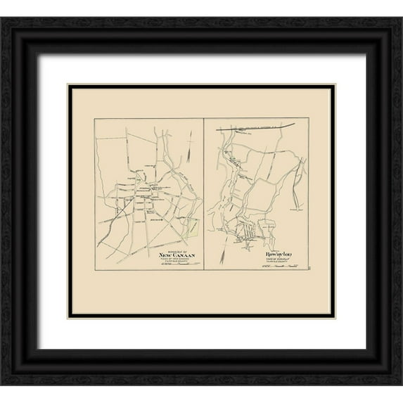 Hurd 29x26 Black Ornate Wood Framed with Double Matting Museum Art Print Titled - New Canaan, Rowayton Connecticut - Hurd 1893