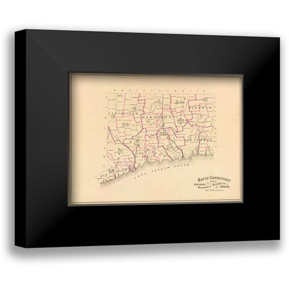 Hurd and Co., D.H 18x14 Black Modern Framed Museum Art Print Titled - Connecticut: Senatorial districts, 1893
