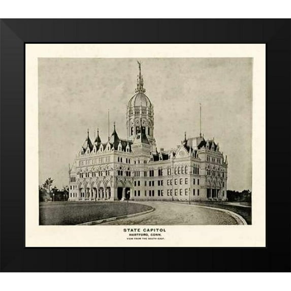 Hurd and Co., D.H 23x20 Black Modern Framed Museum Art Print Titled - State Capitol, Hartford, Connecticut, 1893