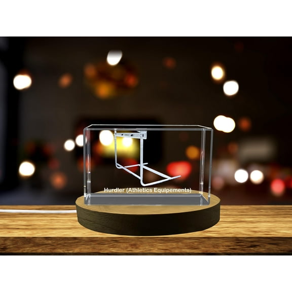 Hurdler Figure 3D Engraved Crystal Trophy - Elegant Collectible for Track & Field Athletes