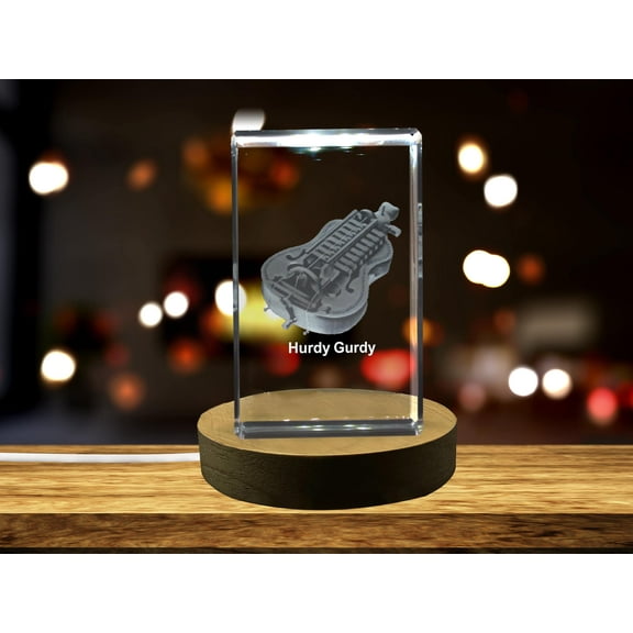 Hurdy Gurdy 3D Engraved Crystal 3D Engraved Crystal Keepsake/Gift/Decor/Collectible/Souvenir