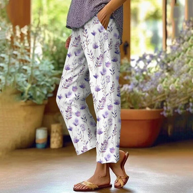 Floral print capri pants deals