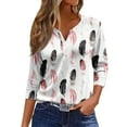 thumbnail image 1 of Huresd Golf Shirts for Women V Neck 3/4 Sleeve Tops Polo Shirts Color Block Golf Clothes for Women White L, 1 of 5