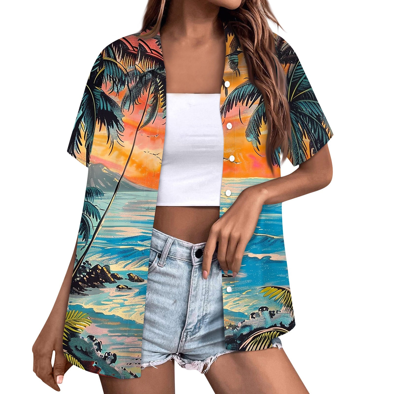 Tropical Fruit Hawaiian Print Women's Golf Shirts