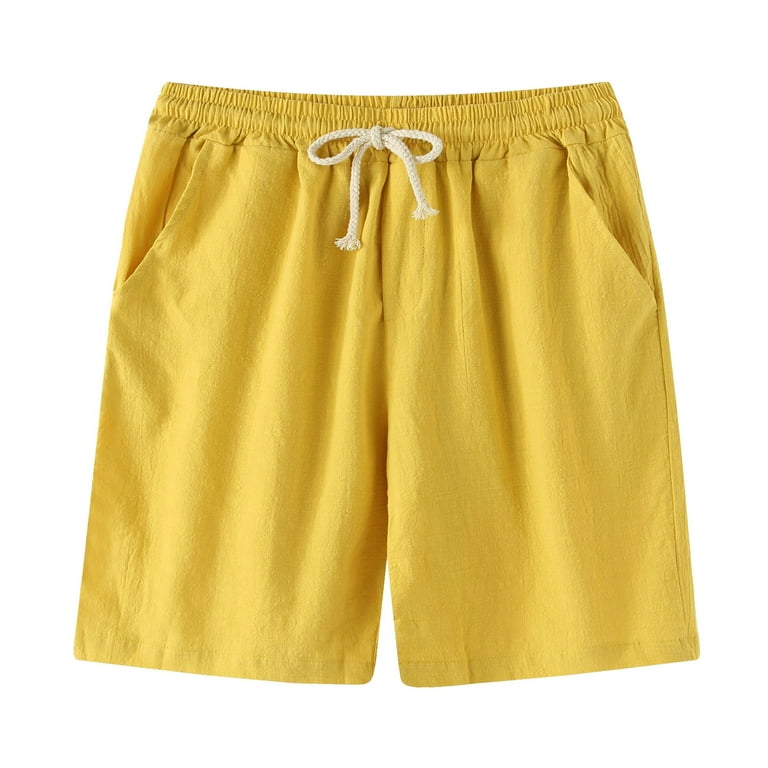 Mens yellow cotton shorts online
