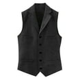 thumbnail image 1 of Huresd Men V-Neck Vest with Pockets Sleeveless Office Male Dressy Vintage Waistcoat Dark Gray 2XL, 1 of 3