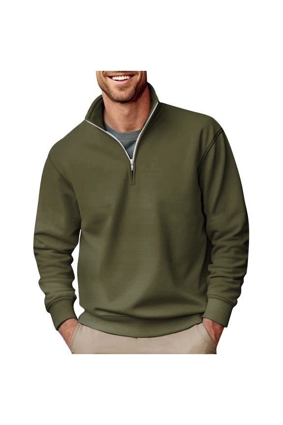 Men's 1/4 Zip Casual Comfort Golf Running Sweater Lightweight Soft Pullover Collar Sweatshirt Green S