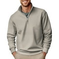 thumbnail image 1 of Huresd Men's 1/4 Zip Casual Comfort Golf Running Sweater Lightweight Soft Pullover Collar Sweatshirt Khaki M, 1 of 3