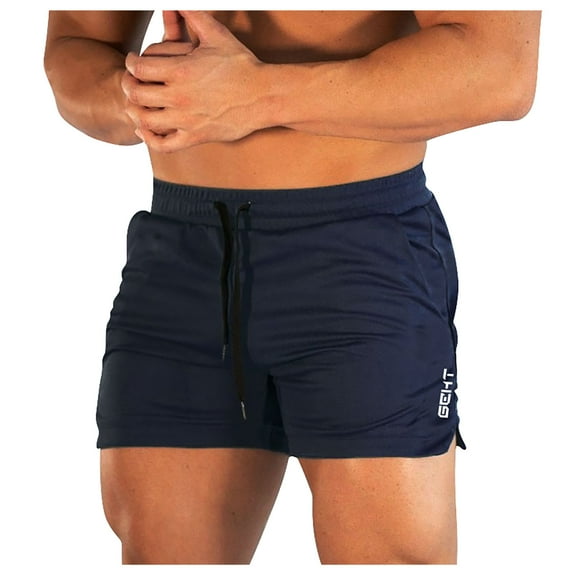 Huresd Men's Athletic Shorts Gym Workout Short Shorts Casual Shorts Running Bodybuilding 5 Inch Inseam Shorts Navy 2XL