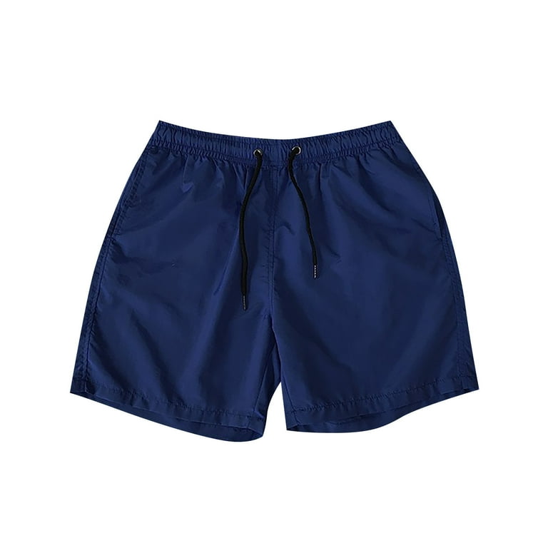 Huresd Men s Athletic Shorts Solid Color Workout Running Gym Quick Dry Liner Shorts with Pockets Navy 2XL Walmart