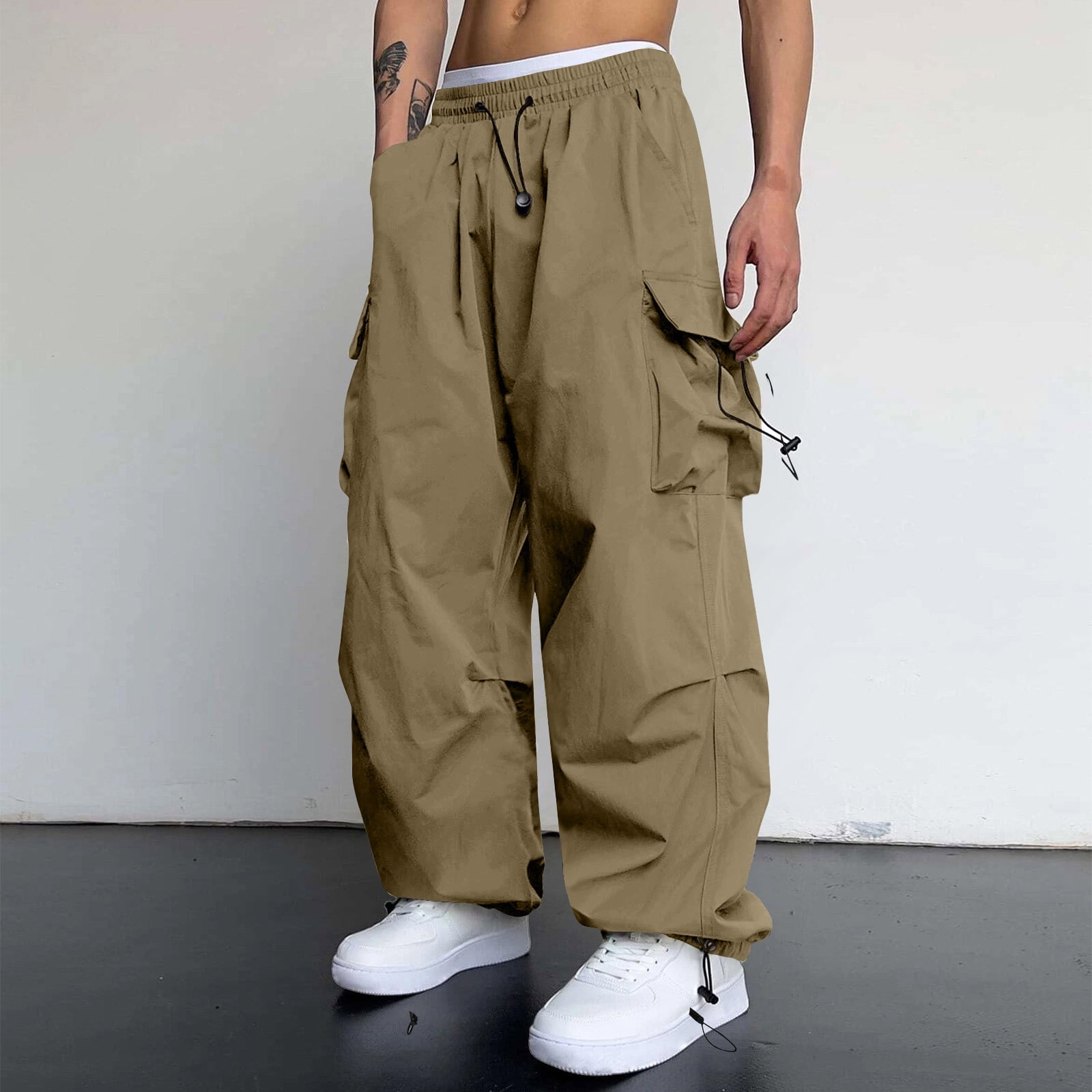 Godokuleh Men's Baggy Cargo Pants Trendy Casual Parachute Pant