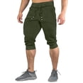 thumbnail image 1 of Huresd Men's Cotton Casual Shorts 3/4 Jogger Capri Pants Breathable Below Knee Short Pants with Three Pockets Army Green XL, 1 of 4