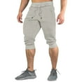 thumbnail image 1 of Huresd Men's Cotton Casual Shorts 3/4 Jogger Capri Pants Breathable Below Knee Short Pants with Three Pockets Light Gray XL, 1 of 4