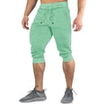 thumbnail image 1 of Huresd Men's Cotton Casual Shorts 3/4 Jogger Capri Pants Breathable Below Knee Short Pants with Three Pockets Light Green XL, 1 of 4