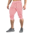 thumbnail image 1 of Huresd Men's Cotton Casual Shorts 3/4 Jogger Capri Pants Breathable Below Knee Short Pants with Three Pockets Pink 2XL, 1 of 4