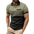 thumbnail image 1 of Huresd Men's Golf Polo Shirts Short Sleeve Collar Tennis Shirt Color Block Striped Work T-Shirt Khaki 2XL, 1 of 6