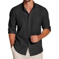 thumbnail image 1 of Huresd Men's Lightweight Casual Button Down Shirts Textured Business Dress Shirts Black 2XL, 1 of 5