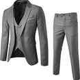 thumbnail image 1 of Huresd Men’s Suit Slim 3-Piece Suit R Business Wedding Party Jacket Vest & Pants Gray 3XL, 1 of 2