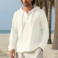 thumbnail image 1 of Huresd Mens Cotton Linen Henley Shirts Long Sleeve Solid Color Casual T-Shirt Regular Fit Lightweight Yoga Tops with Pocket Beige M, 1 of 5