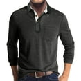 thumbnail image 1 of Huresd Mens Fashion Polo Shirts Cotton Classic Long Sleeve Thermal Button Shirt With Pocket Dark Gray M, 1 of 5