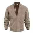 thumbnail image 1 of Huresd Mens Genuine Suede Bomber Jacket Leather Casual Varsity Vintage Smart Casual Brown M, 1 of 5