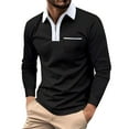 thumbnail image 1 of Huresd Mens Polo Shirts Quarter Zipper Breathable Shirts for Men Fashion Collared Long Sleeve Shirt Black 2XL, 1 of 5